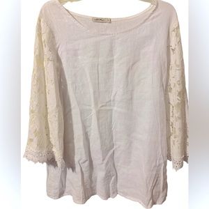 White crochet lace long sleeve top